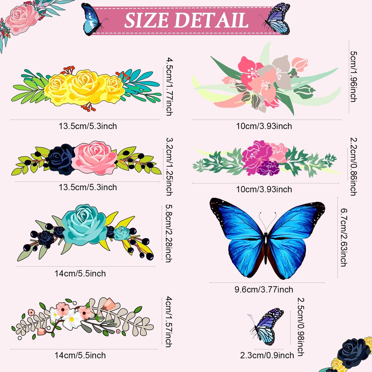 49 Pieces Patches and Butterfly Stickers Iron on, Iron on Decals Clothing Appliques for Clothes Jacket Shirts Dress Backpacks